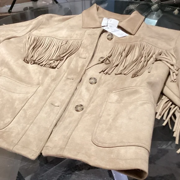 Stradivarius Tan Fringe Jacket - Picture 2 of 7